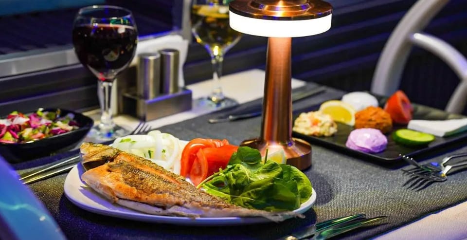 Sea bass main course on the dinner cruise